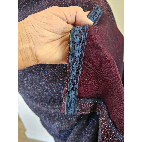 Vtg 90s Cache Metallic Black Red Slit Maxi Dress Asymmetrical Glam Goth M EUC - Picture 8 of 11